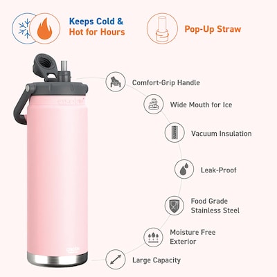 ASOBU Canyon Stainless Steel Vacuum Insulated Water Bottle, 50 oz., Pink (ADNATMF7P)