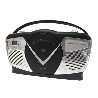 Proscan Retro-Style CD/Radio Boom Box with Alarm Clock, Black (PRCD212)