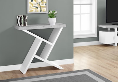 Monarch Specialties Hall Console Accent Table, White/Gray Cement-look (I 2405)