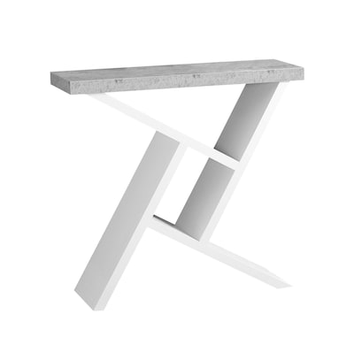 Monarch Specialties Hall Console Accent Table, White/Gray Cement-look (I 2405)