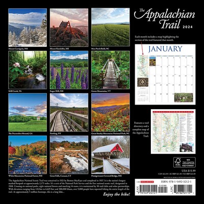2024 Willow Creek Appalachian Trail 12" x 12" Monthly Wall Calendar, Multicolor (32121)