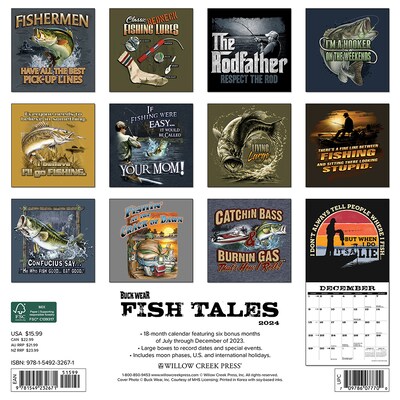 2024 Willow Creek Buck Wear's Fishing Tales 12" x 12" Monthly Wall Calendar, Multicolor (32671)