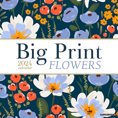 2024 Willow Creek Big Print Large Grid Flowers 12 x 12 Monthly Wall Calendar, Multicolor (32473)