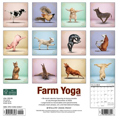 2024 Willow Creek Farm Yoga 12" x 12" Monthly Wall Calendar, Multicolor (33487)