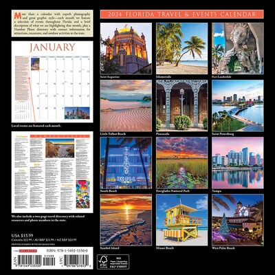 2024 Willow Creek Press Florida 2024 Wall Calendar 12" x 12" (33500)