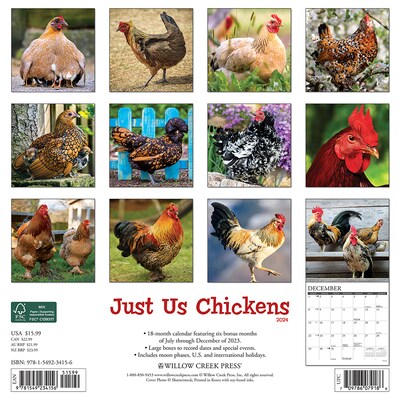 2024 Willow Creek Just Us Chickens 12 x 12 Monthly Wall Calendar, Multicolor (34156)