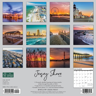 2024 Willow Creek Jersey Shore 12 x 12 Monthly Wall Calendar, Multicolor (34149)