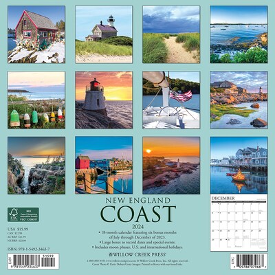2024 Willow Creek New England Coast 12 x 12 Monthly Wall Calendar, Multicolor (34637)