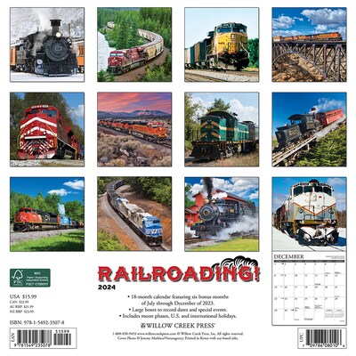 2024 Willow Creek Railroading 12 x 12 Monthly Wall Calendar, Multicolor (35078)