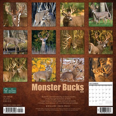 2024 Willow Creek Press Monster Bucks 2024 Wall Calendar 12 x 12 (34507)