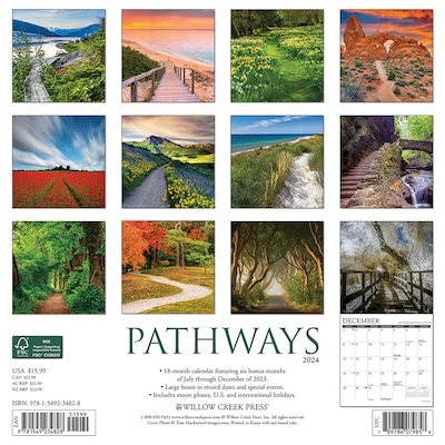 2024 Willow Creek Pathways 12" x 12" Monthly Wall Calendar, Multicolor (34828)