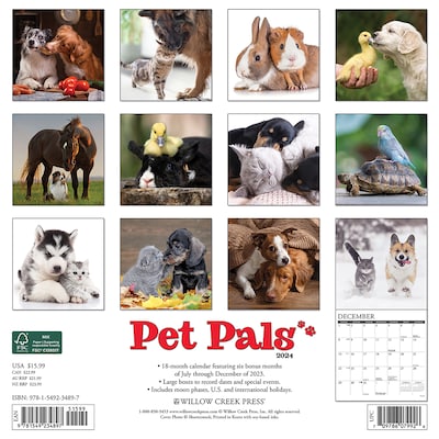 2024 Willow Creek Pet Pals 12 x 12 Monthly Wall Calendar, Multicolor (34897)