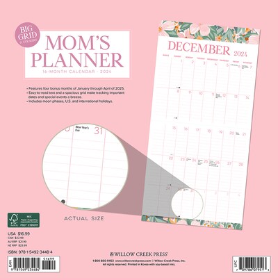 2024 Willow Creek Press Moms Planner 2024 Wall Calendar 12 x 12 (34484)