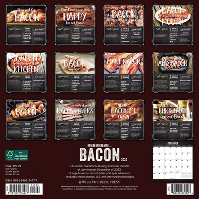 2024 Willow Creek MMMMMMMM… Bacon 12 x 12 Monthly Wall Calendar, Multicolor (34477)