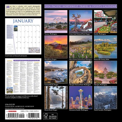2024 Willow Creek Pacific Northwest 12 x 12 Monthly Wall Calendar, Multicolor (34781)
