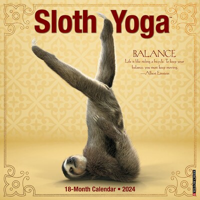 2024 Willow Creek Sloth Yoga 12 x 12 Monthly Wall Calendar, Multicolor (35429)