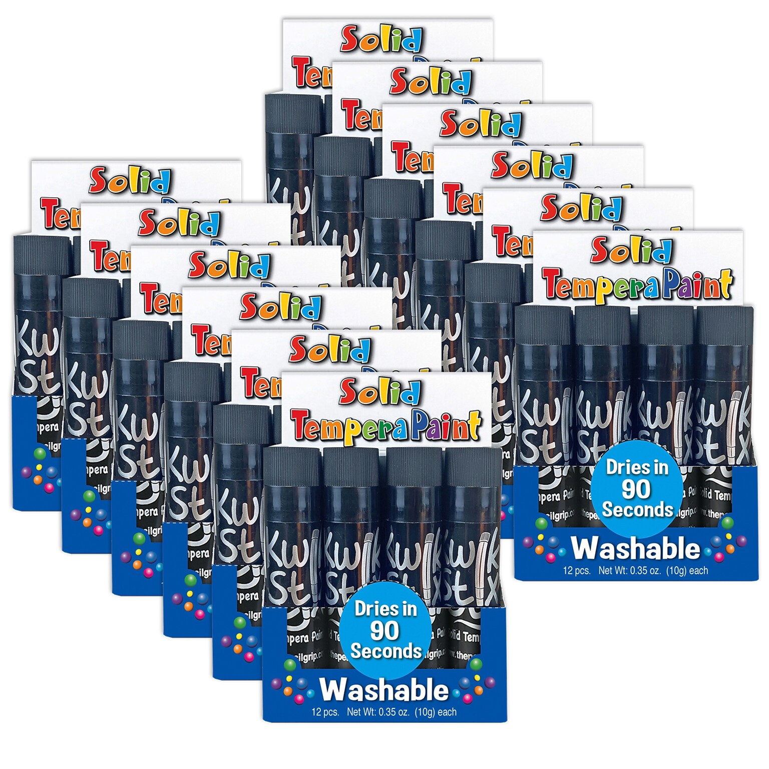 The Pencil Grip Kwik Stix Paint Markers, Black, 12 Per Box, 12 Boxes