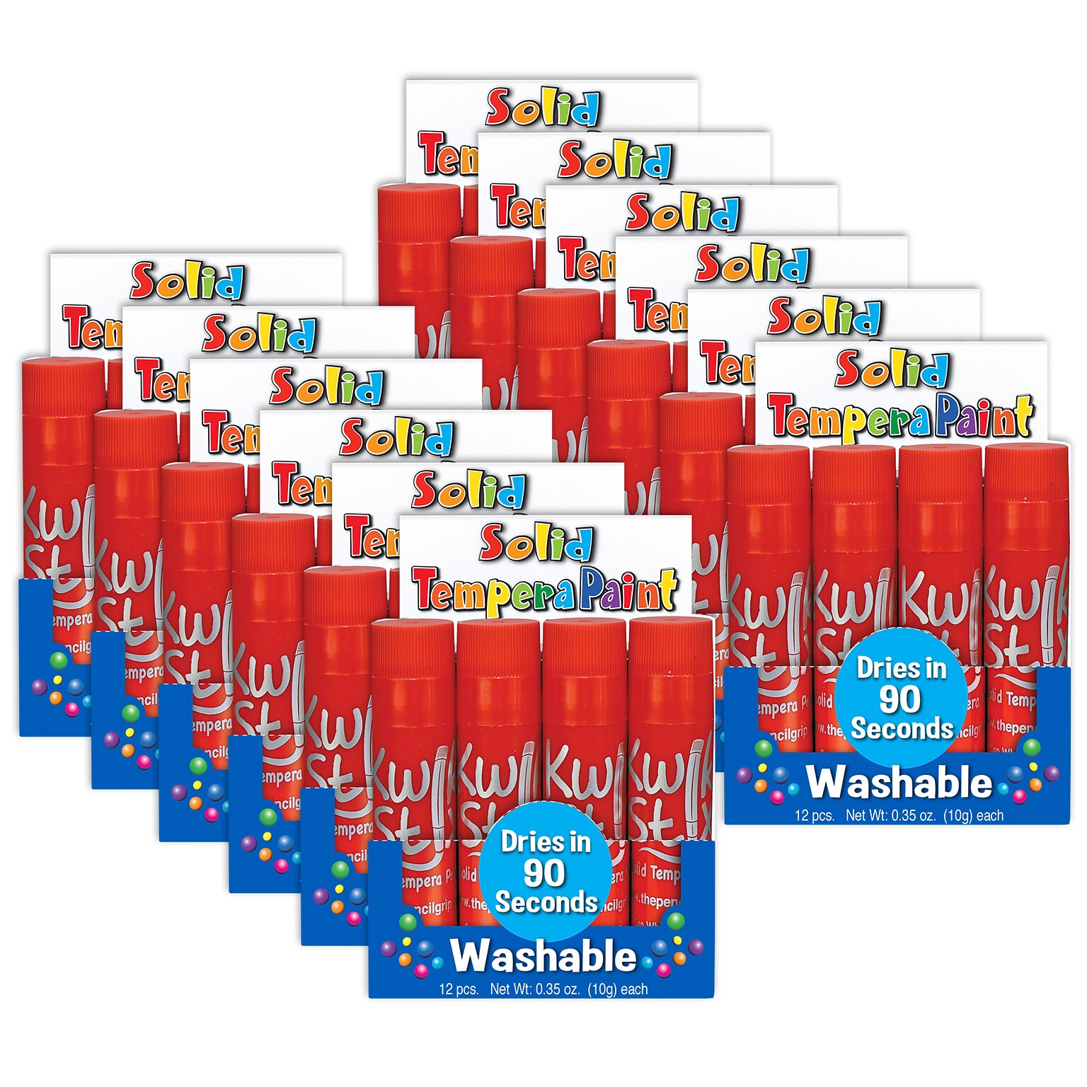 The Pencil Grip Kwik Stix Paint Markers, Red, 12 Per Box, 12 Boxes