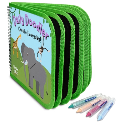 The Pencil Grip Daily Doodler Reusable Activity Book- Dino Cover, Includes 4 Wonder Stix