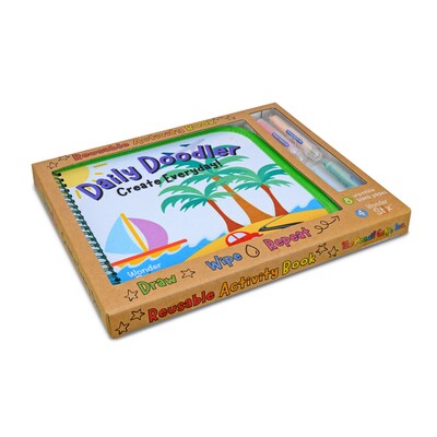 The Pencil Grip Daily Doodler Reusable Activity Book- Travel Cover, Includes 4 Wonder Stix