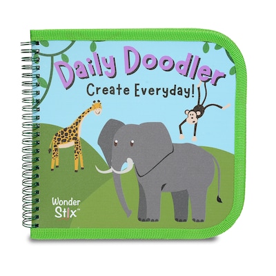 The Pencil Grip Daily Doodler Reusable Activity Book-Wild Animals Cover, Includes 4 Wonder Stix