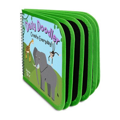 The Pencil Grip Daily Doodler Reusable Activity Book-Wild Animals Cover, Includes 4 Wonder Stix