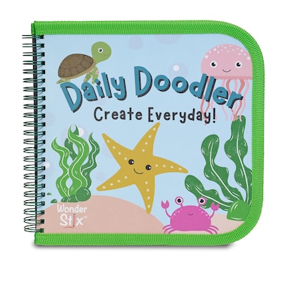 The Pencil Grip Daily Doodler Reusable Activity Book- Sea Life Cover, Includes 4 Wonder Stix