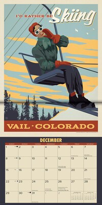 2024 Willow Creek Great American Road Trip Vintage Travel Posters 12" x 12" Monthly Wall Calendar, Multicolor (37379)