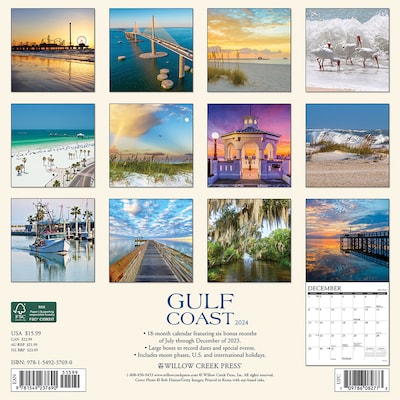 2024 Willow Creek Gulf Coast 12 x 12 Monthly Wall Calendar, Multicolor (37690)