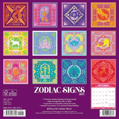 2024 Willow Creek Zodiac Signs 12 x 12 Monthly Wall Calendar, Multicolor (37553)