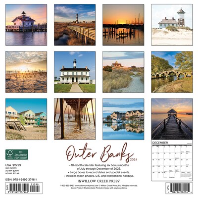 2024 Willow Creek Outer Banks 12 x 12 Monthly Wall Calendar, Multicolor (37461)