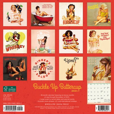 2024 Willow Creek Buckle-up Buttercup 12" x 12" Monthly Wall Calendar, Multicolor (39052)