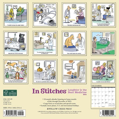 2024 Willow Creek In Stitches by Jonny Hawkins 12" x 12" Monthly Wall Calendar, Multicolor (37416)