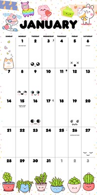 2024 Willow Creek Kawaii 12" x 12" Monthly Wall Calendar, Multicolor (37706)