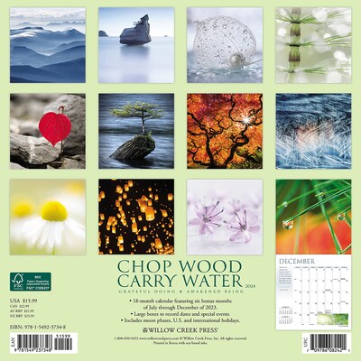 2024 Willow Creek Chop Wood, Carry Water 12 x 12 Monthly Wall Calendar, Multicolor (37348)