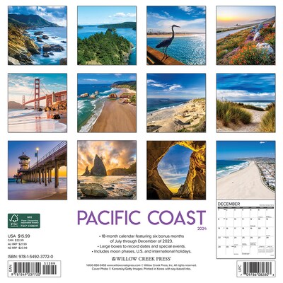 2024 Willow Creek Press Pacific Coast 2024 Wall Calendar 12" x 12" (37720)