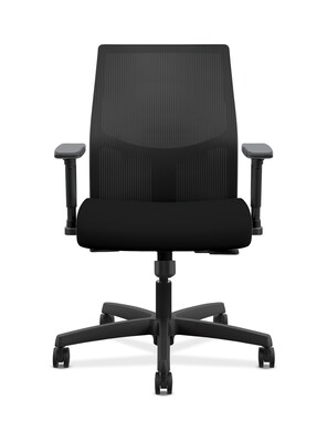 HON Ignition ilira-Stretch Mesh/Fabric Task Chair, Height- and Width-Adjustable Arms, Black (HONI2Y1