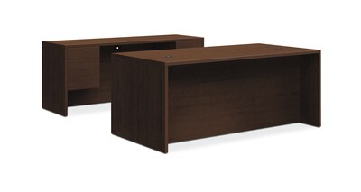 HON 10500 Series Double Pedestal Desk / Credenza, 72W x 102D, Mocha Finish (HON105DC3P72MO)