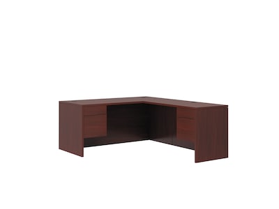 HON 10500 Series L-Workstation, 3/4 Pedestals, 2 Box / 2 File Drawers, 66W x 78D, Mahogany