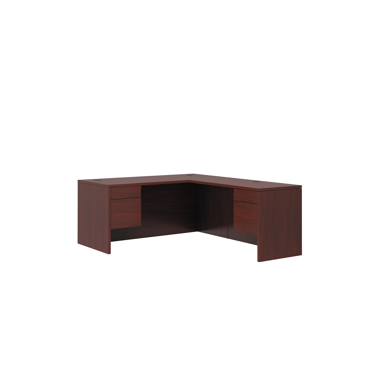 HON 10500 Series L-Workstation, 3/4 Pedestals, 2 Box / 2 File Drawers, 66W x 78D, Mahogany