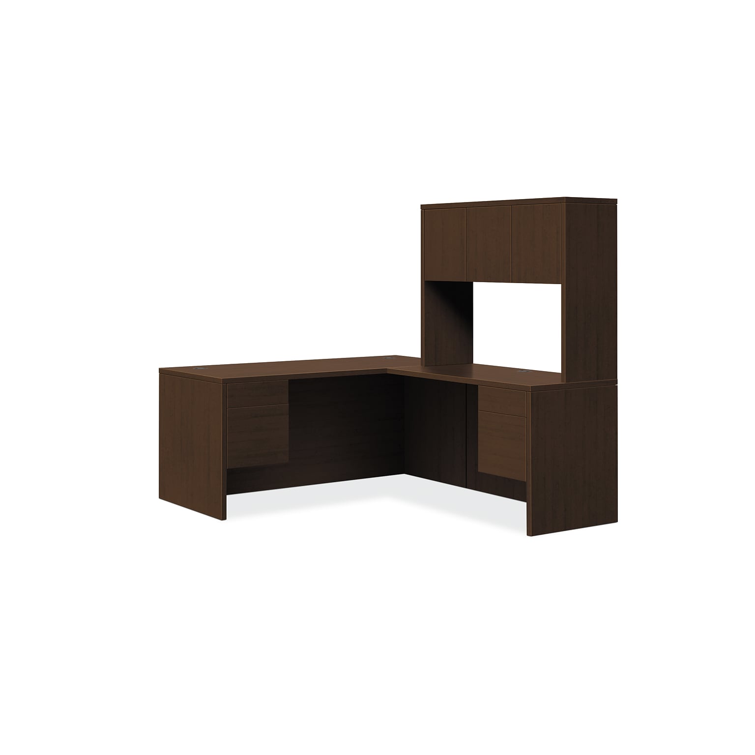 HON 10500 Series L-Workstation, Stack-On Storage, 66W x 78D, Mocha Finish (HON105LLH6630MO)