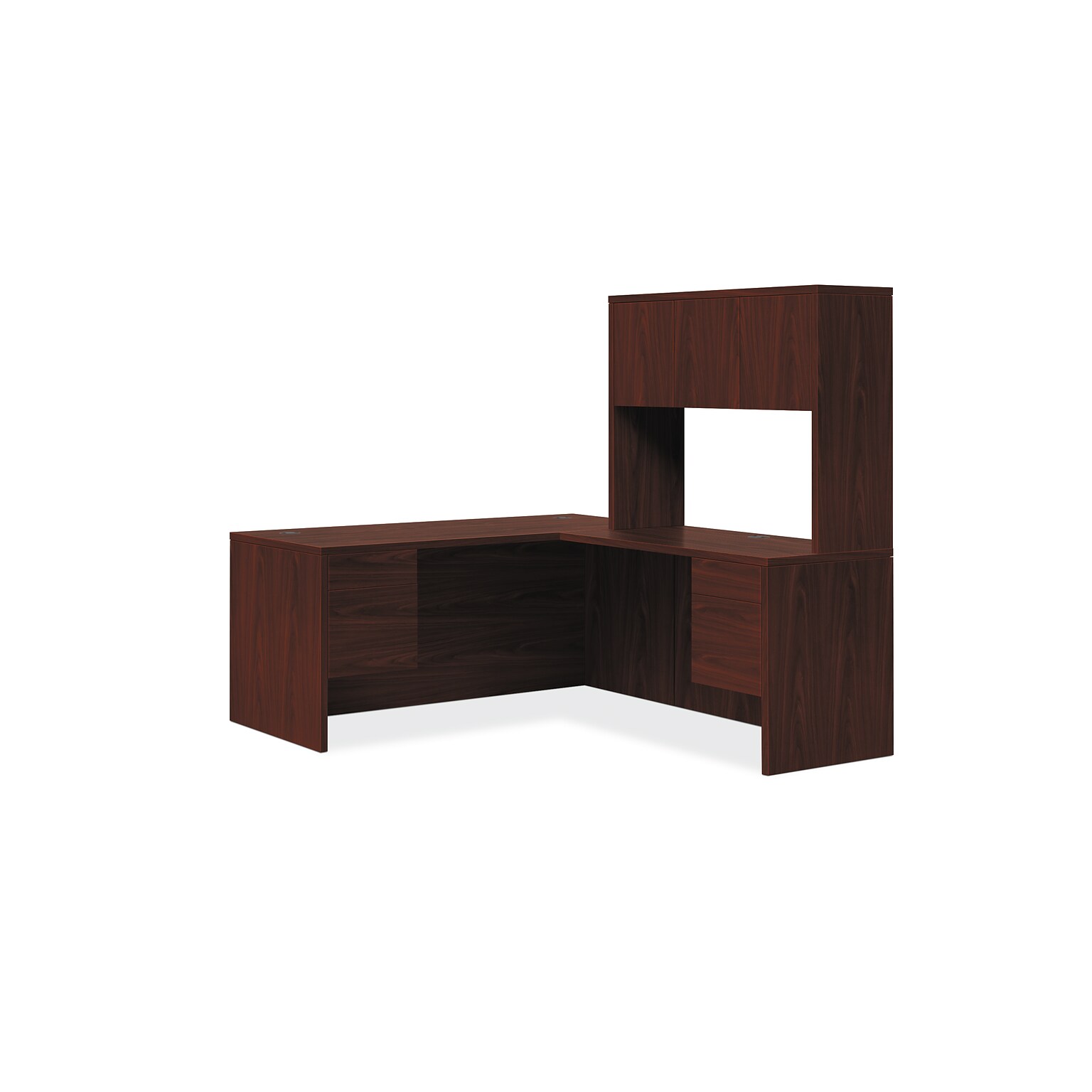 HON 10500 Series L-Workstation, Stack-On Storage, 66W x 78D, Mahogany Finish (HON105LLH6630N)