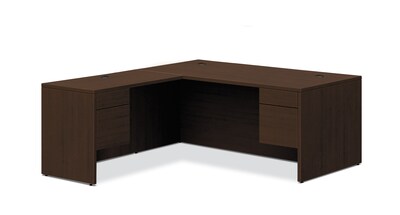 HON 10500 Series L-Workstation, 3/4 Pedestals, 2 Box / 2 File Drawers, 66W x 78D, Mocha Finish