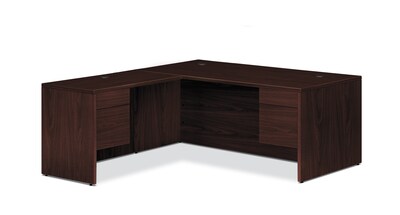 HON 10500 Series L-Workstation, 3/4 Pedestals, 2 Box / 2 File Drawers, 66W x 78D, Mahogany Finish