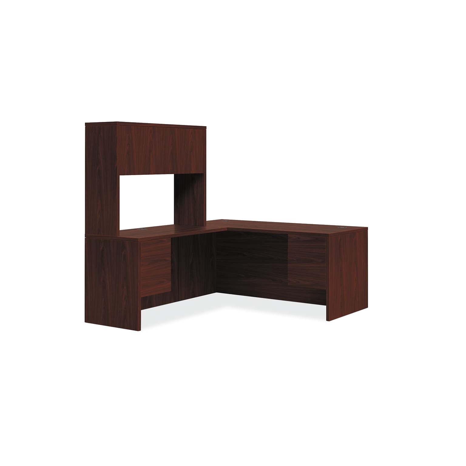 HON 10500 Series L-Workstation, Stack-On Storage, 66W x 78D, Mahogany Finish (HON105LRH6630N)