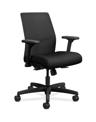 HHON Ignition ilira-Stretch Mesh/Fabric Task Chair, Height- and Width-Adjustable Arms, Black (HONI2Y