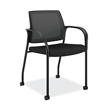 HON Ignition Mesh/Fabric Multi-Purpose Stacking Chair, 4-Leg, Fixed Arms, Black (HONIS107HIMCU10)