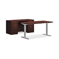 HON® Foundation Office Suite with Height-Adjustable Table, Mahogany
