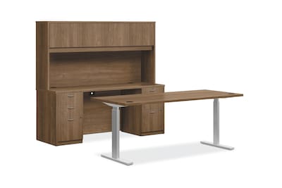HON Foundation Office Suite with Height-Adjustable Table & Hutch, Pinnacle (HONLM72HATOWPNC)