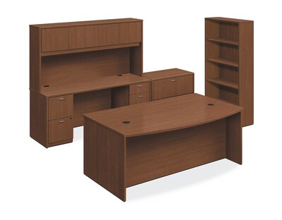 HON® Foundation Office Suite with Storage, 2 Box/3 File Drawers, 72W, Shaker Cherry Laminate (HON®LMDCHL7272F)